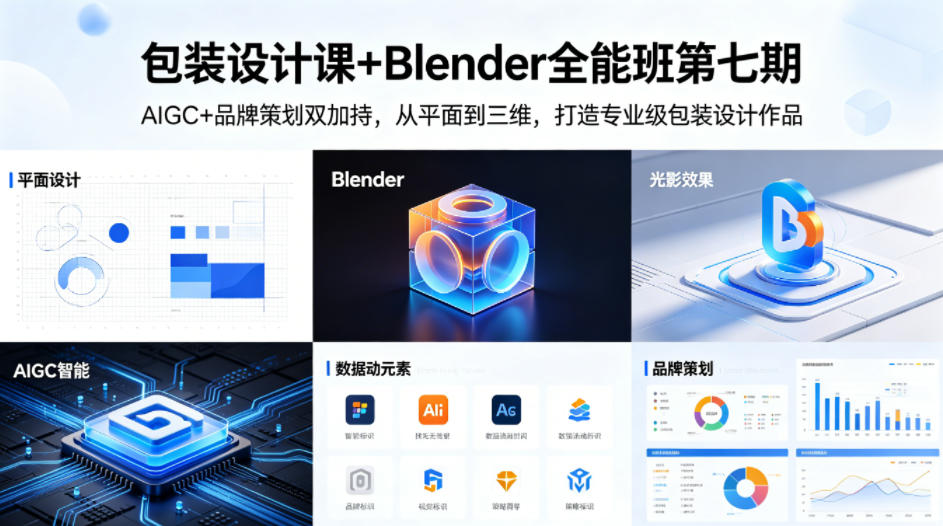 包装设计课+Blender全能班第七期，AIGC+品牌策划双加持，从平面到三维，打造专业级包装设计作品-摇钱树