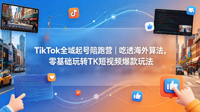 TikTok全域起号陪跑营｜吃透海外算法，零基础玩转TK短视频爆款玩法-摇钱树