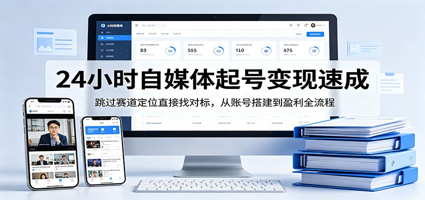 24小时自媒体起号变现速成，跳过赛道定位直接找对标，从账号搭建到盈利全流程-摇钱树