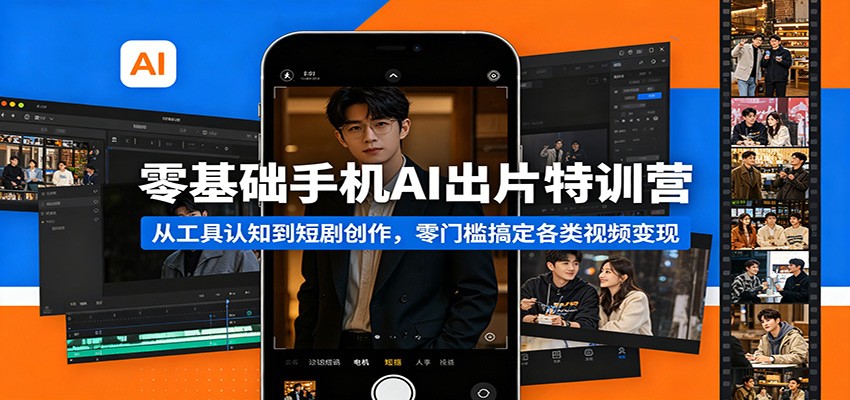 零基础手机AI出片特训营：从工具认知到短剧创作，零门槛搞定各类视频变现-摇钱树