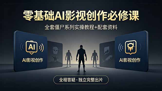 零基础AI影视创作必修课，全套僵尸系列实操教程加配套资料，全程答疑带你独立完整出片-摇钱树