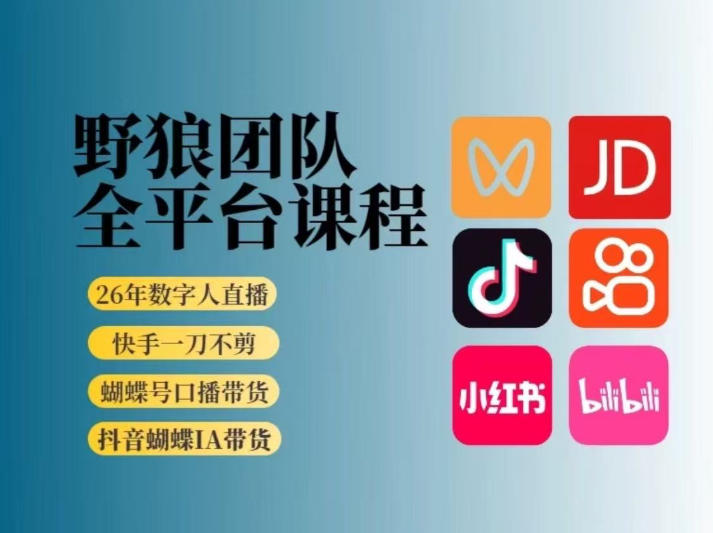 野狼团队2026新版全平台短视频带货教学，打开流量突破口，开始Ai带货(更新26年4月25日)-摇钱树