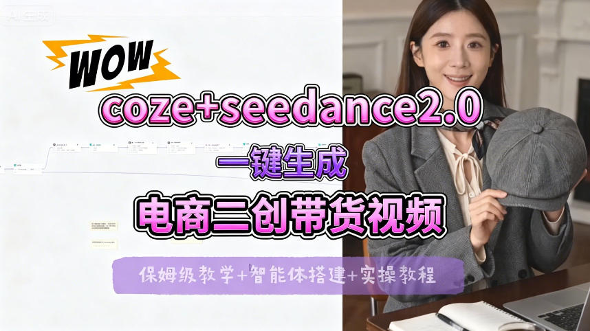 【Coze工作流搭建实操教程】seedance2.0+coze一键生成电商二创带货视频，全流程保姆级教学-摇钱树