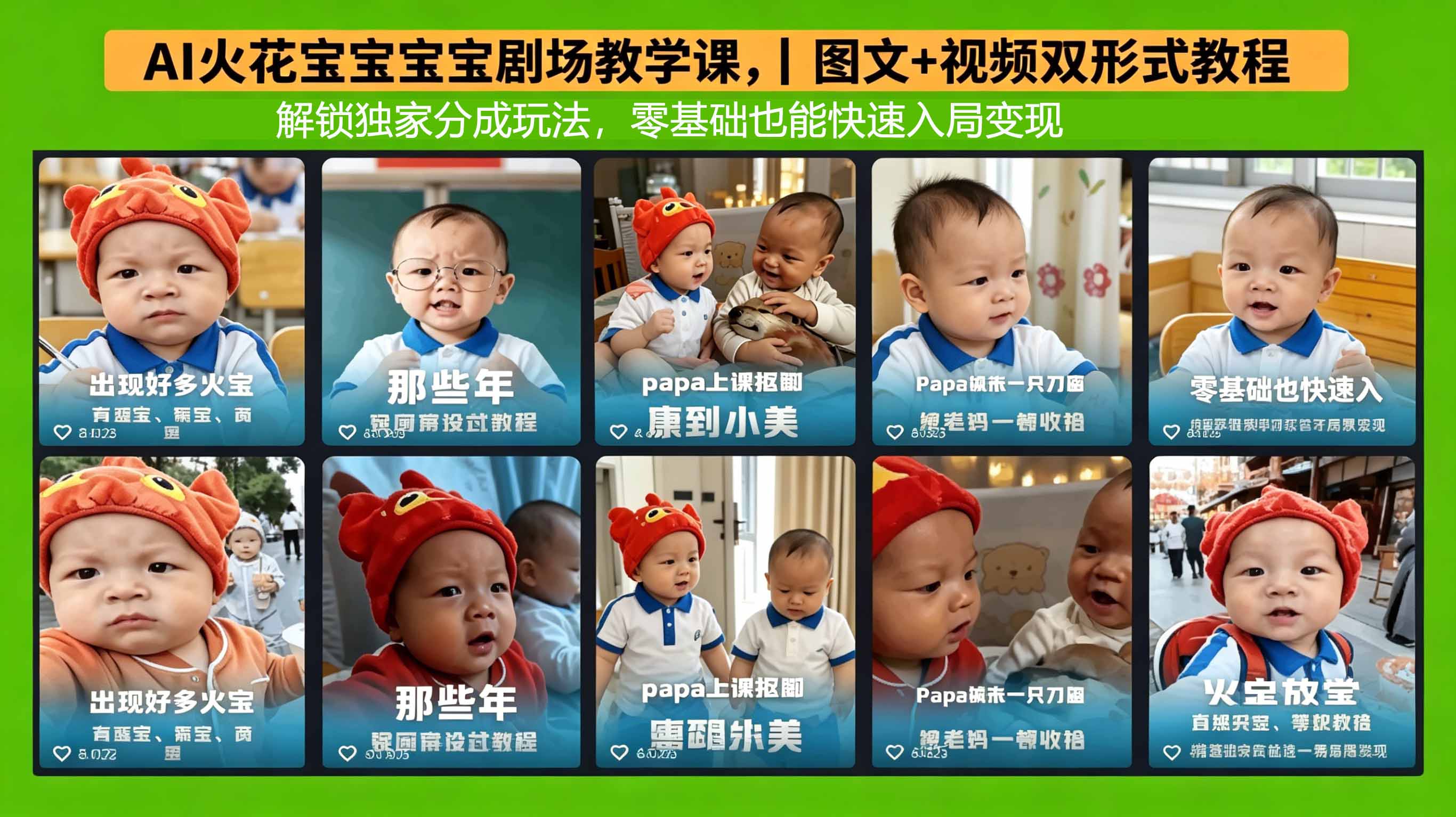 AI火花宝宝宝宝剧场教学课，图文+视频双形式教程，解锁独家分成玩法，零基础也能快速入局变现-摇钱树