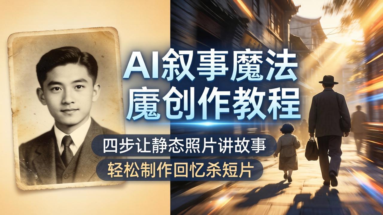 AI叙事魔法创作教程，四步让静态照片讲故事，老照片修复加动态特效，轻松制作回忆杀短片-钱眼网