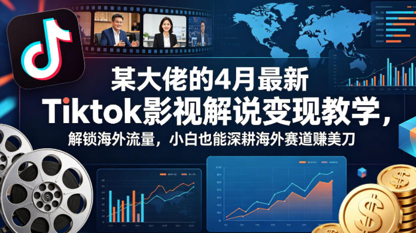 某大佬的4月最新Tiktok影视解说变现教学，解锁海外流量，小白也能深耕海外赛道賺美刀-摇钱树