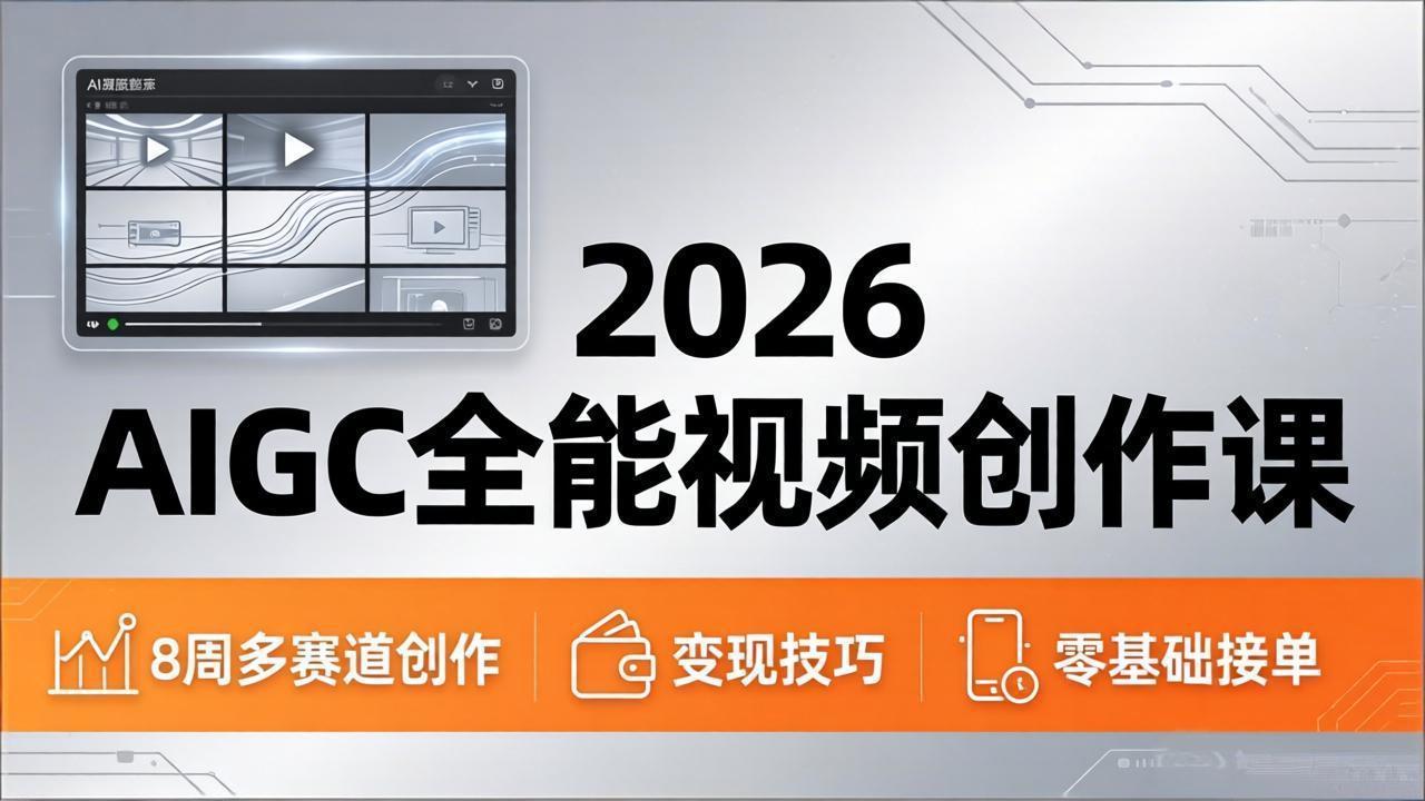 2026AIGC全能视频创作课，8周吃透多赛道创作+变现，零基础也能高效出片接单-摇钱树