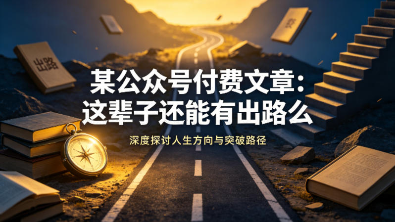 某公众号付费文章：这辈子还能有出路么-摇钱树