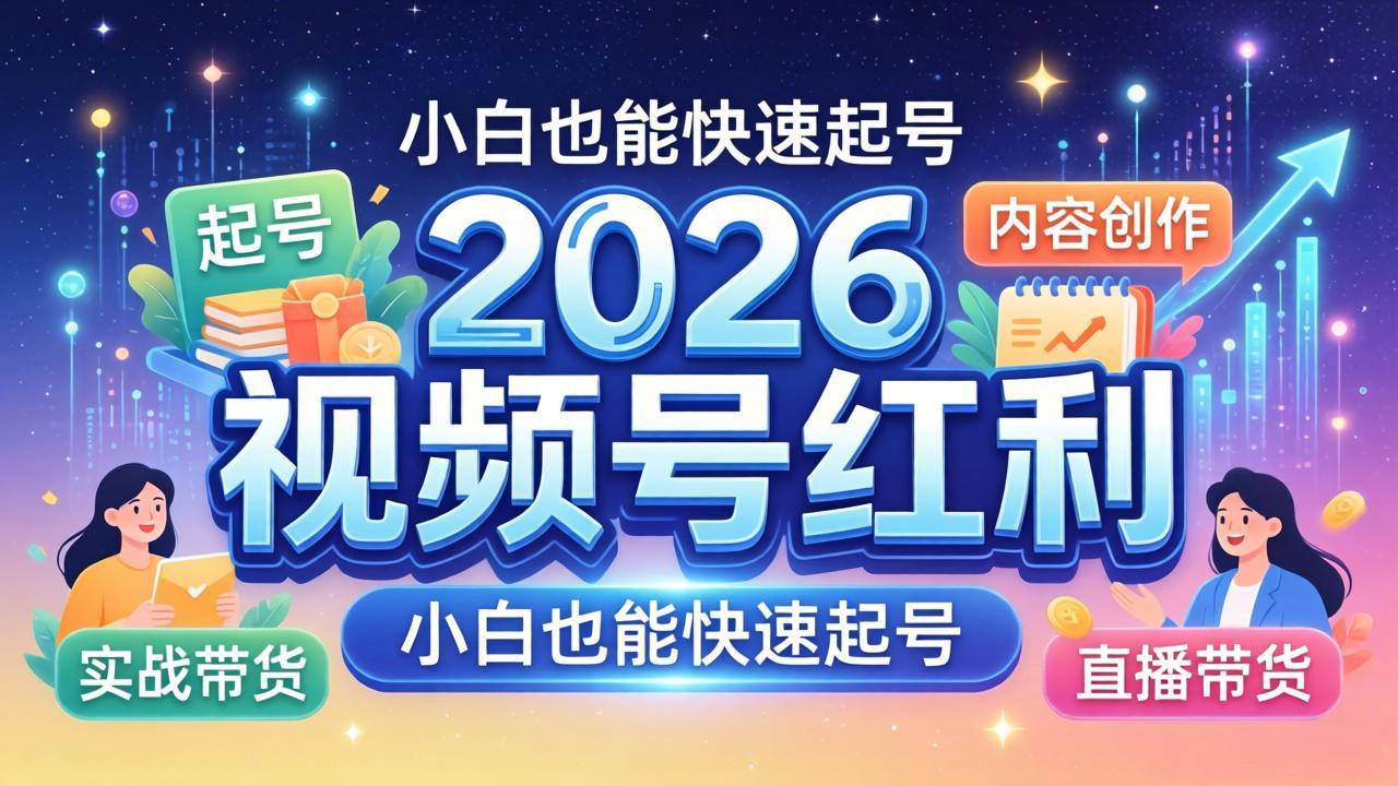 2026视频号红利实战营，大佬亲授起号、内容、直播、IP、投流、私域、矩阵全套落地打法-日入300副业网