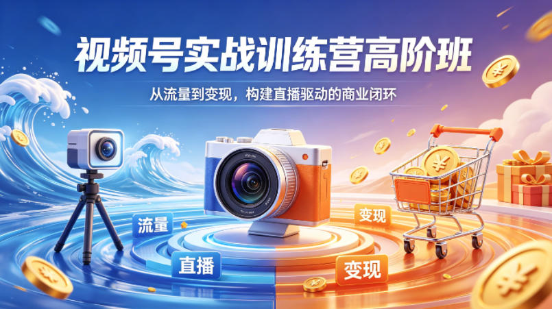 视频号实战训练营高阶班，从流量到变现，构建直播驱动的商业闭环(26年4月)-摇钱树