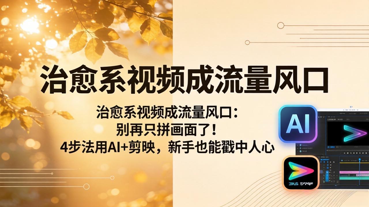 治愈系视频成流量风口：别再只拼画面了！4步法用AI+剪映，新手也能戳中人心-摇钱树