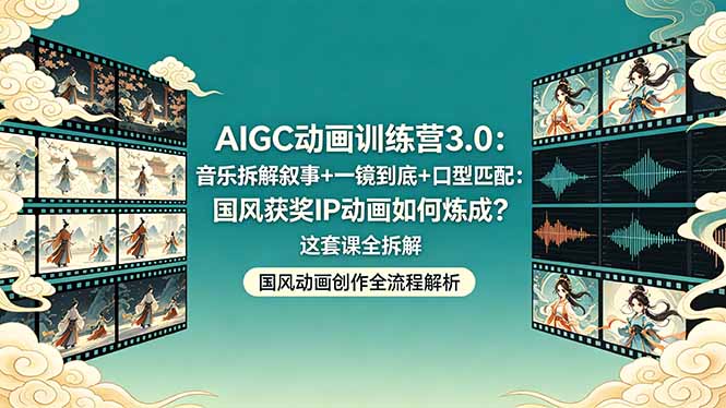 AIGC动画训练营3.0：音乐拆解叙事+一镜到底+口型匹配：国风获奖IP动画如何炼成？这套课全拆解-摇钱树