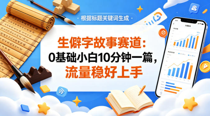 公众号流量主——生僻字故事赛道，流量稳，好上手，0基础小白也能10分钟一篇-晶创聚力