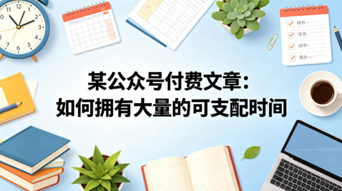 某公众号付费文章：如何拥有大量的可支配时间？-摇钱树