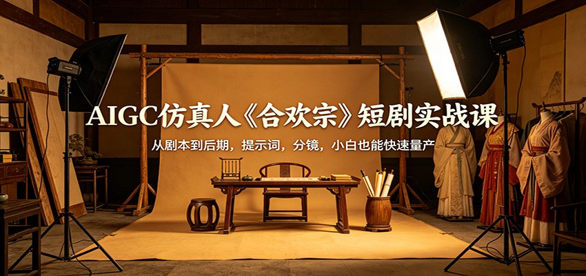 AIGC仿真人《合欢宗》短剧实战课：从剧本到后期，提示词，分镜，小白也能快速量产-摇钱树