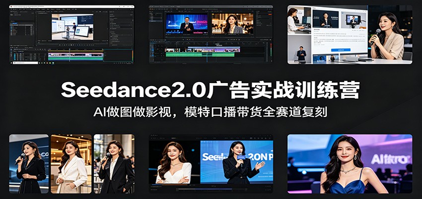 Seedance2.0广告实战训练营：AI做图做影视，模特口播带货全赛道复刻-摇钱树