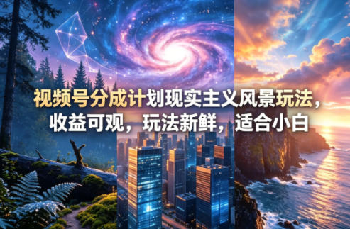 视频号分成计划现实主义风景玩法，收益可观，玩法新鲜，适合小白-聚豪云创