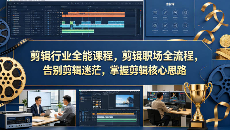 剪辑行业全能课程，剪辑职场全流程，告别剪辑迷茫，掌握剪辑核心思路-摇钱树