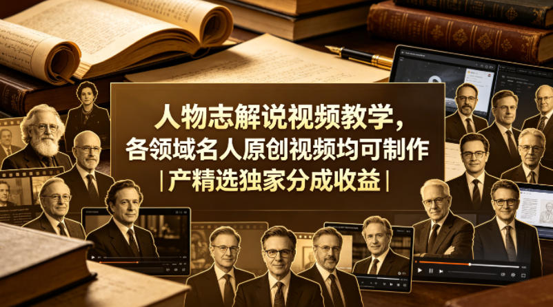 人物志解说视频教学，各领域名人原创视频均可制作丨精选独家分成收益(更新0430)-摇钱树