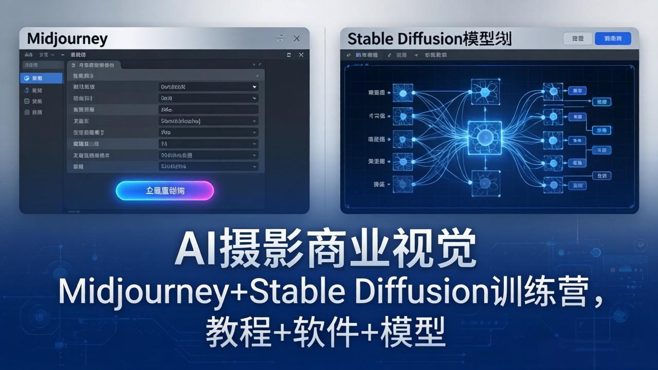 AI摄影商业视觉Midjourney+Stable Diffusion训练营，教程+软件+模型-摇钱树
