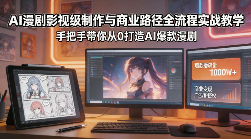 AI漫剧影视级制作与商业路径全流程实战教学，手带你从0打造AI爆款漫剧-摇钱树