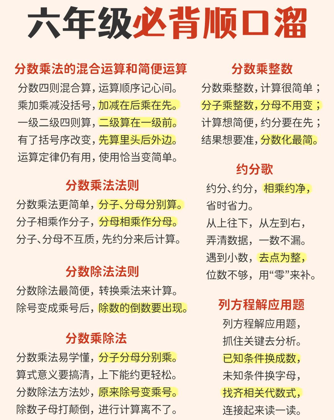 六年级下数学1-6年级必备顺口溜-摇钱树