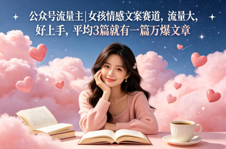 公众号流量主女孩情感文案赛道，流量大，好上手，平均3篇就有一篇万爆文章-摇钱树
