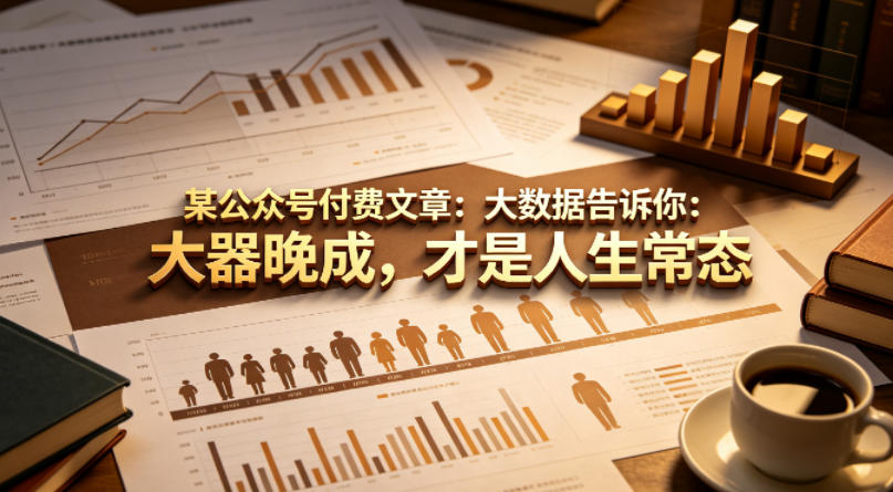 某公众号付费文章：大数据告诉你：大器晚成，才是人生常态-轻创驿站