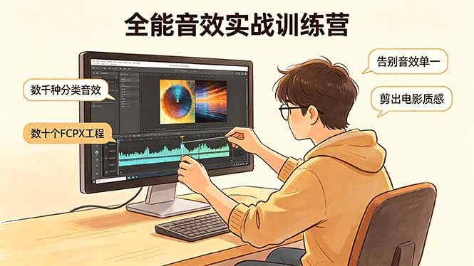 全能音效实战训练营：数千种分类音效+数十个FCPX工程，告别音效单一，剪出电影质感-摇钱树
