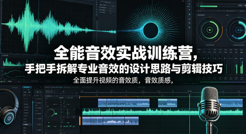 全能音效实战训练营，手把手拆解专业音效的设计思路与剪辑技巧，全面提升视频的音效质感-摇钱树