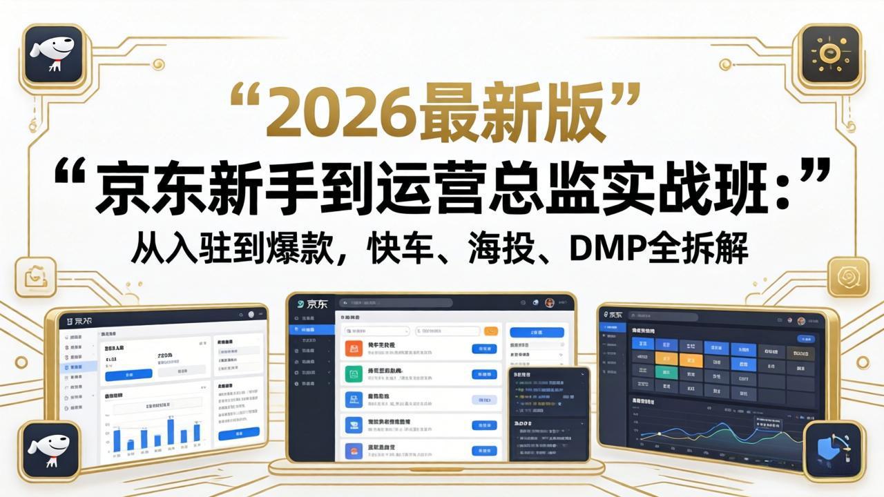 京东新手到运营总监实战班：从入驻到爆款，快车、海投、DMP全拆解，2026最新版-摇钱树