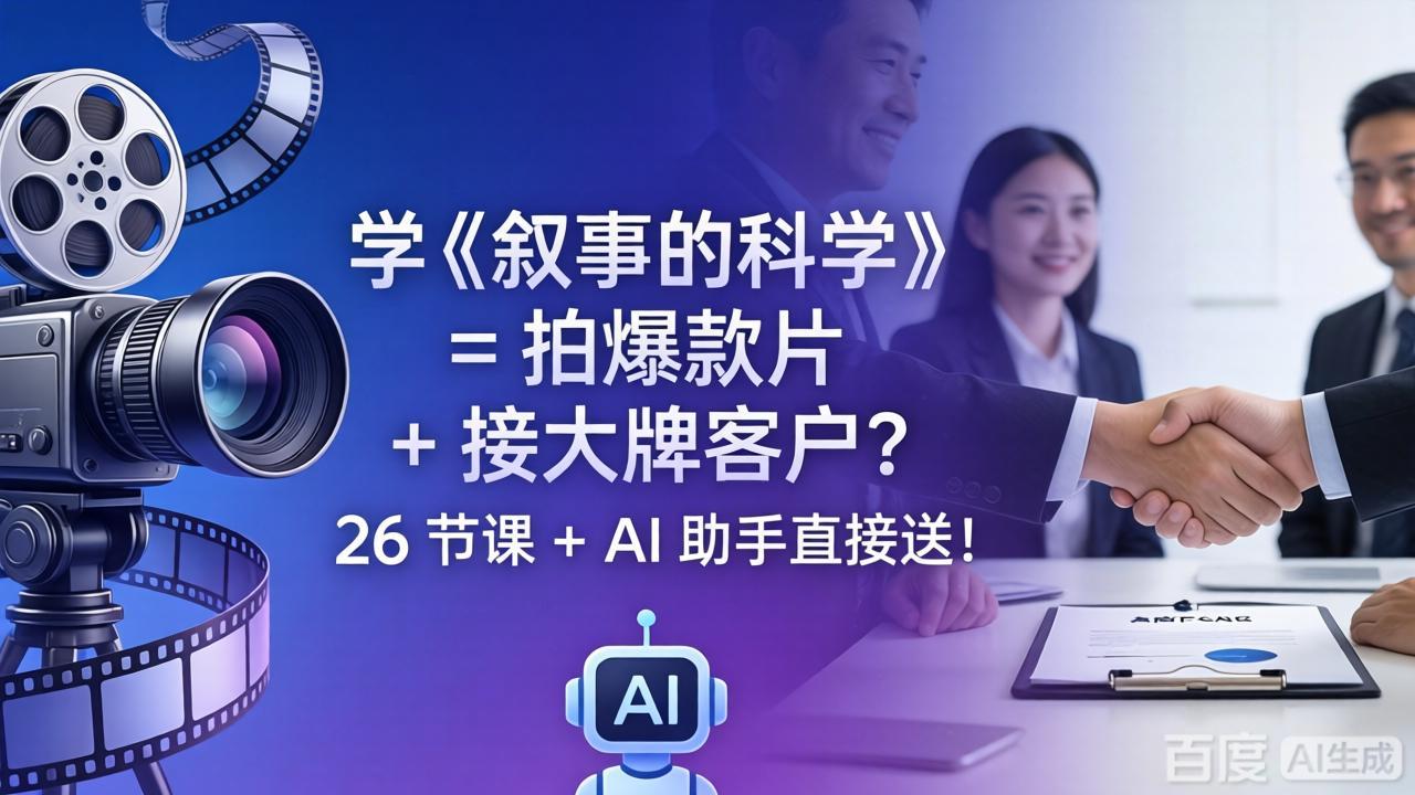 学《叙事的科学》= 拍爆款片 + 接大牌客户？26 节课 + AI 助手直接送！-摇钱树