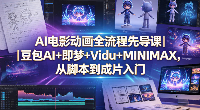 AI电影动画全流程先导课｜豆包AI+即梦+Vidu+MINIMAX，从脚本到成片入门-摇钱树