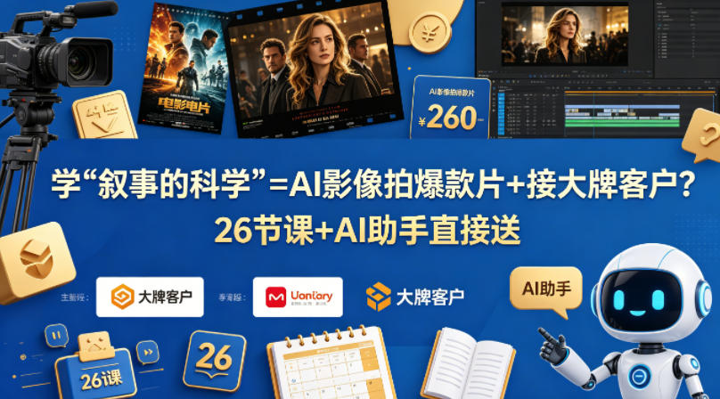 学《叙事的科学》=AI影像拍爆款片+接大牌客户？26节课+AI助手直接送【原创双语字幕】-摇钱树