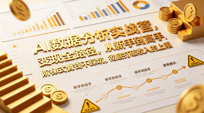 AI数据分析实战营，变现全路径，从新手到高手，阶梯式賺钱不踩坑，彻底打破收入的上限-摇钱树