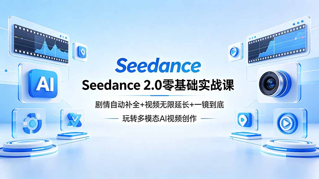 Seedance 2.0零基础实战课：剧情自动补全+视频无限延长+一镜到底：玩转多模态AI视频创作-摇钱树