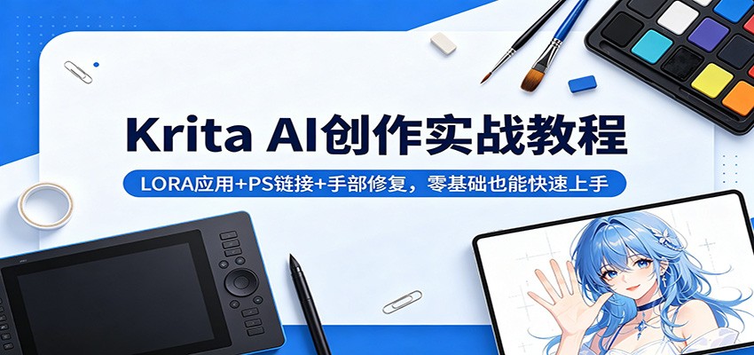 Krita AI创作实战教程：LORA应用+PS链接+手部修复，零基础也能快速上手-摇钱树