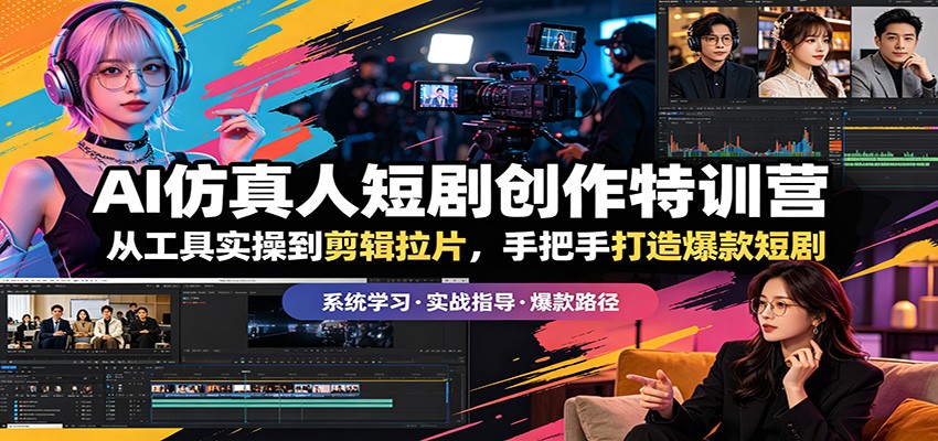 AI仿真人短剧创作特训营：从工具实操到剪辑拉片，手把手打造爆款短剧-钱眼网