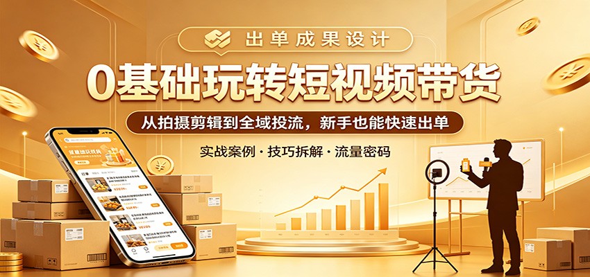 0基础玩转短视频带货：从拍摄剪辑到全域投流，新手也能快速出单-摇钱树