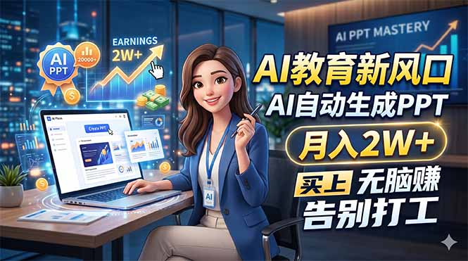 AI教育新风口，AI自动生成PPT，月入2W+，无脑赚，告别打工-摇钱树