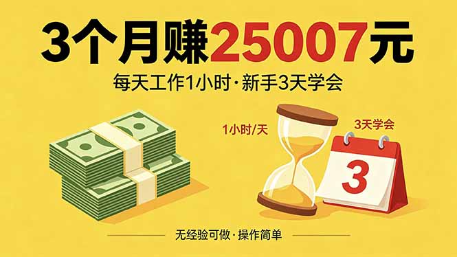 3个月赚钱25007元，每天工作1个小时，新手3天全部学会！-摇钱树