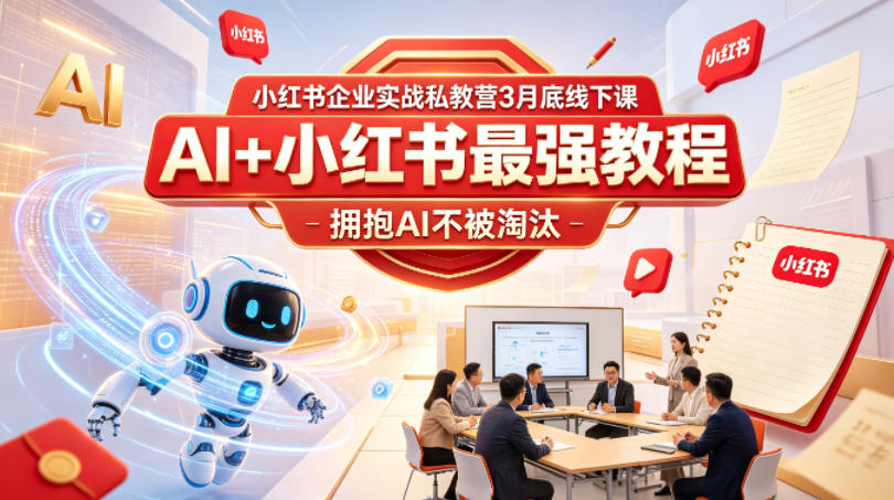 小红书企业实战私教营3月底线下课，AI+小红书最强教程，拥抱AI不被淘汰-摇钱树