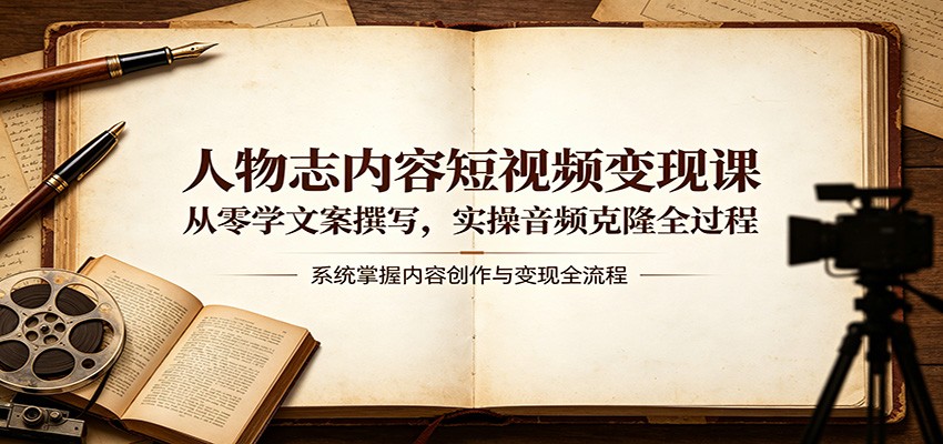 人物志内容短视频变现课：从零学文案撰写，实操音频克隆全过程-摇钱树