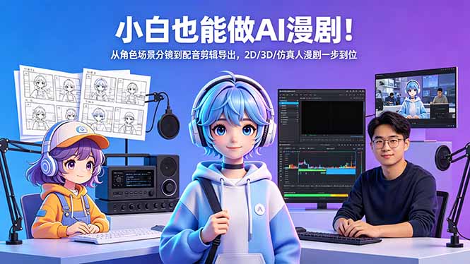 小白也能做AI漫剧！从角色场景分镜到配音剪辑导出，2D/3D/仿真人漫剧一步到位-晶创聚力