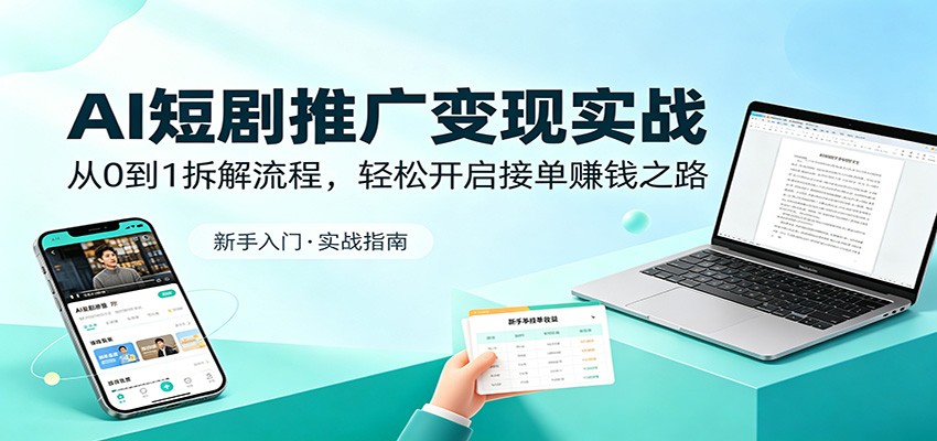 AI短剧推广变现实战：从0到1拆解流程，轻松开启接单赚钱之路-项目汇