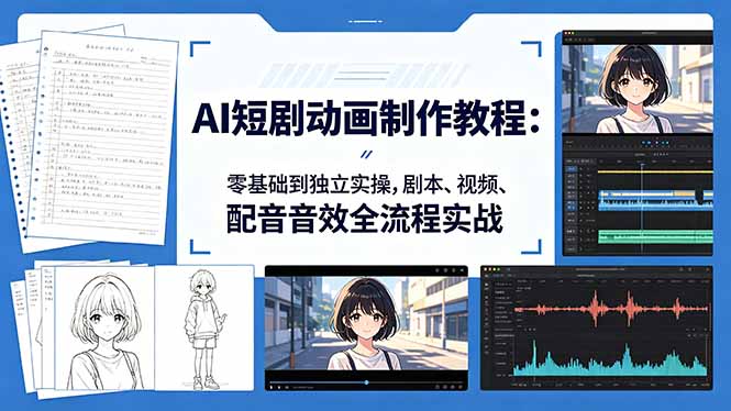AI短剧动画制作教程：零基础到独立实操，剧本、视频、配音音效全流程实战-摇钱树