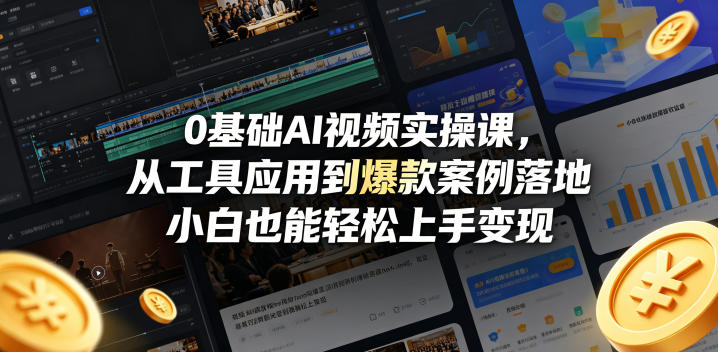 0基础AI视频实操课，从工具应用到爆款案例落地，小白也能轻松上手变现-摇钱树