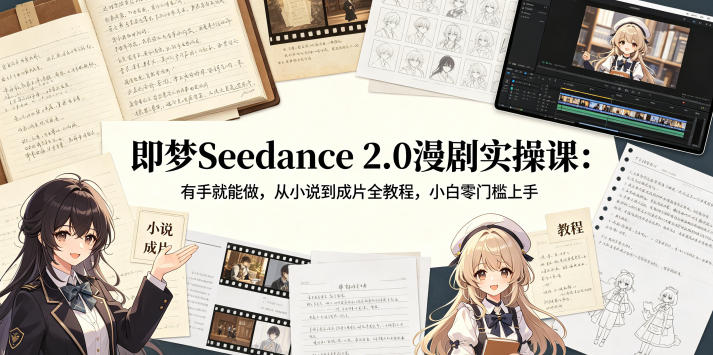 即梦Seedance 2.0漫剧实操课：有手就能做，从小说到成片全教程，小白零门槛上手-摇钱树