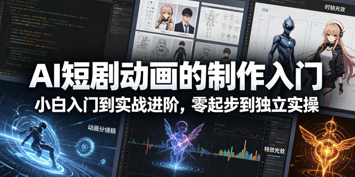 AI短剧动画的制作入门，小白入门到实战进阶，零起步到独立实操-摇钱树
