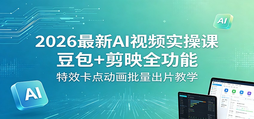 2026最新AI视频实操课：豆包+剪映全功能，特效卡点动画批量出片教学-摇钱树